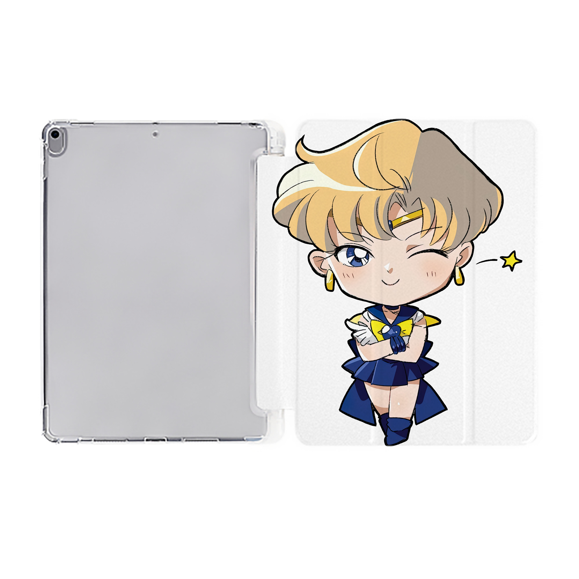 （画像用） 美少女戦士セーラームーン 天王はるか Sailor Moon Tenoh Haruka IPad ケース ペン収納付き 三つ折りスタンド PUレザー×シリコン 対応機種9.5/10.5/10.9インチ